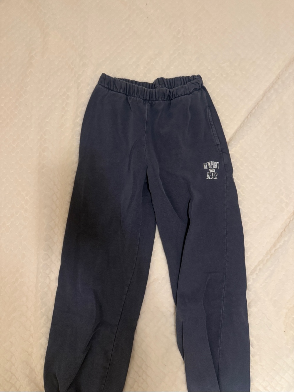 Brandy Melville Navy Track Joggers with White Logo